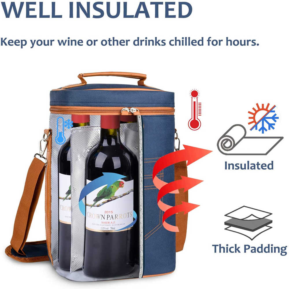 Picnic time insulated wine tote