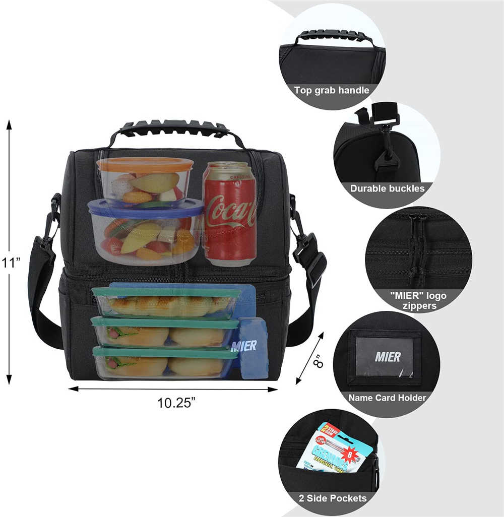 Black insulated lunch bag