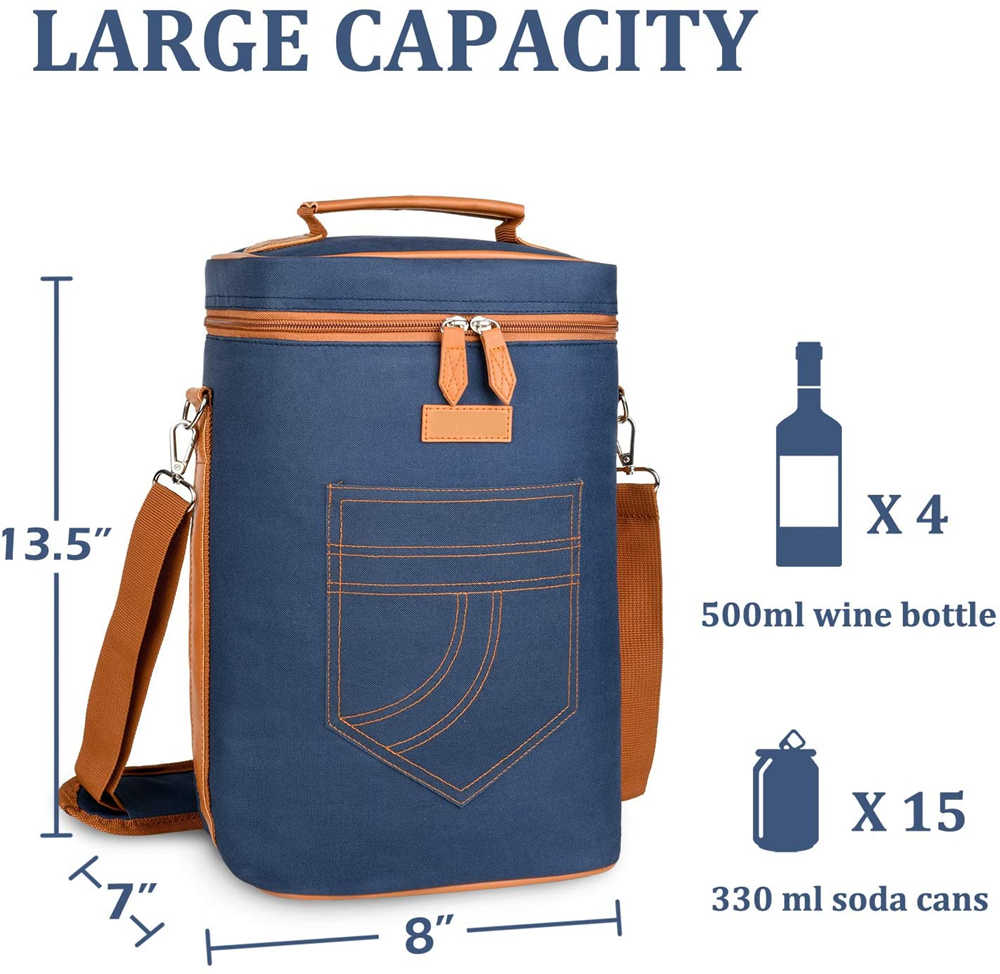 Picnic time insulated wine tote