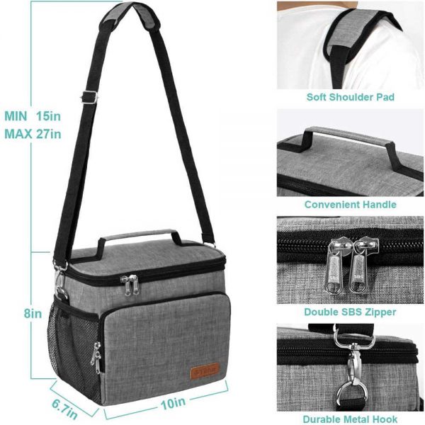 Insulated lunch bags with shoulder strap