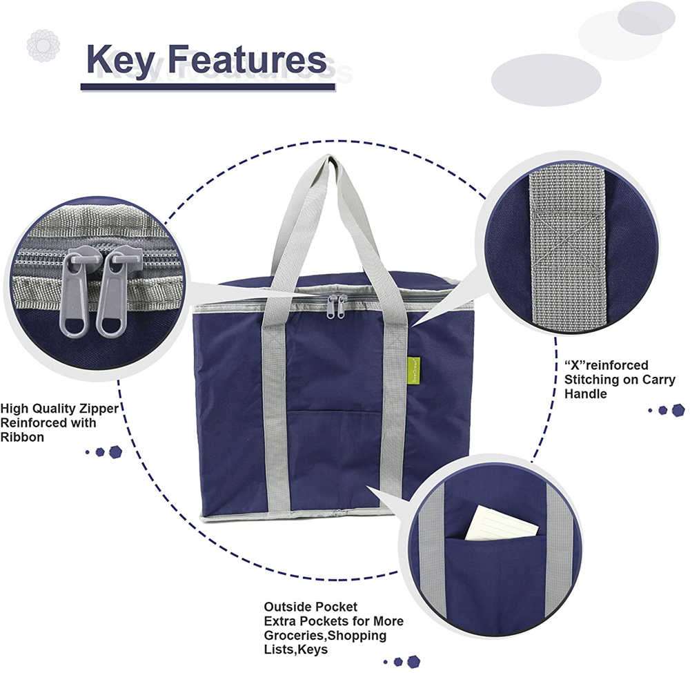 Collapsible tote cooler bags with zipper
