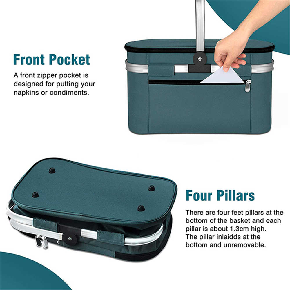 Insulated Cooler Bag Collapsible Picnic Basket